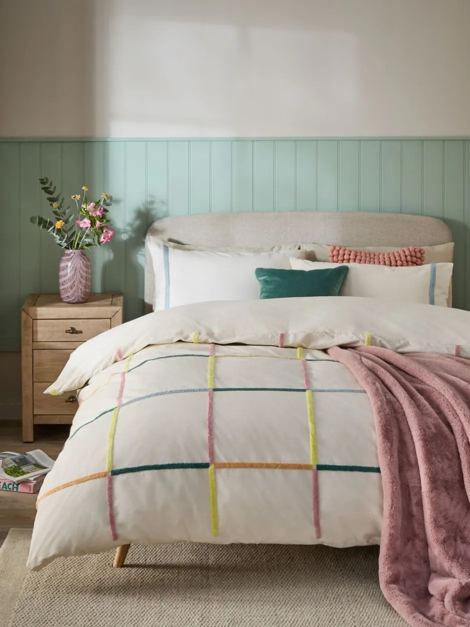 Beddengoedsets En Dekbedovertrekken*Next Tufted Check 100% Cotton Duvet Cover and Pillowcase Set