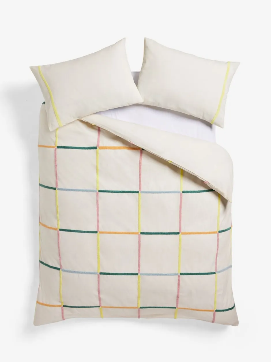 Beddengoedsets En Dekbedovertrekken*Next Tufted Check 100% Cotton Duvet Cover and Pillowcase Set