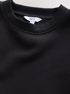Hoody's En Sweatshirts*Next Ultiem zwart - Supersoft Peached Essentials sweatshirt met ronde hals en naaddetail