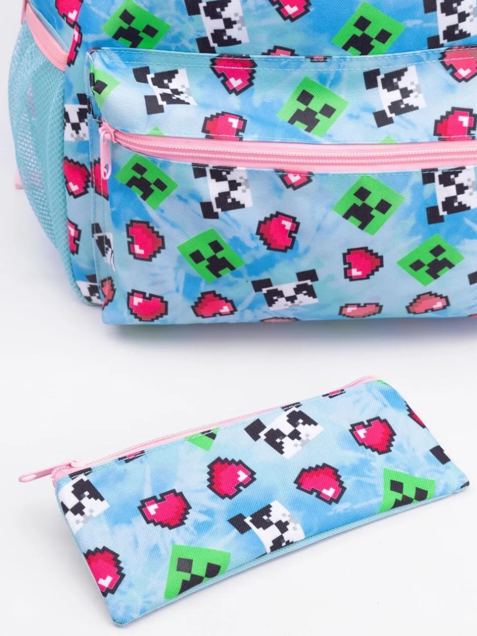 Tassen*Vanilla Underground - 4-delige rugzakset met Minecraft Creeper-print voor meisjes