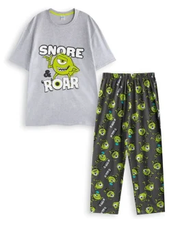 Pyjama's*Vanilla Underground Disney Monsters Inc - Meerkleurige herenpyjamaset met korte mouwen en lange pijpen van 100% katoen