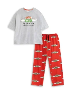 Pyjama's|Loungewear*Vanilla Underground Friends Central Perk Logo Short Sleeve Long Leg Pyjamas Set