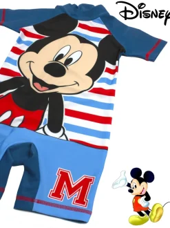 Badkleding|Badkleding*Vanilla Underground jongensbadpak met korte mouwen en gelicentieerde Disney Mickey Mouse-print