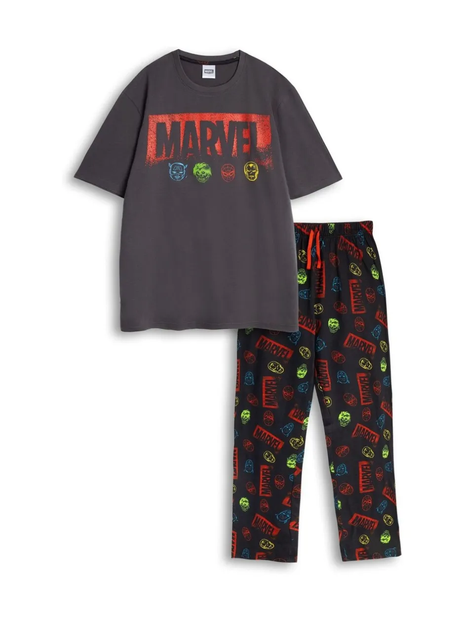 Pyjama's|Vanilla Underground Marvel Avengers 100% Cotton Short Sleeve Long Leg Pyjamas Set