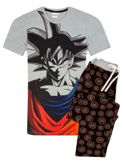 Pyjama's|Vanilla Underground Mens Dragon Ball Z Goku Short Sleeve Long Leg Pyjamas Set