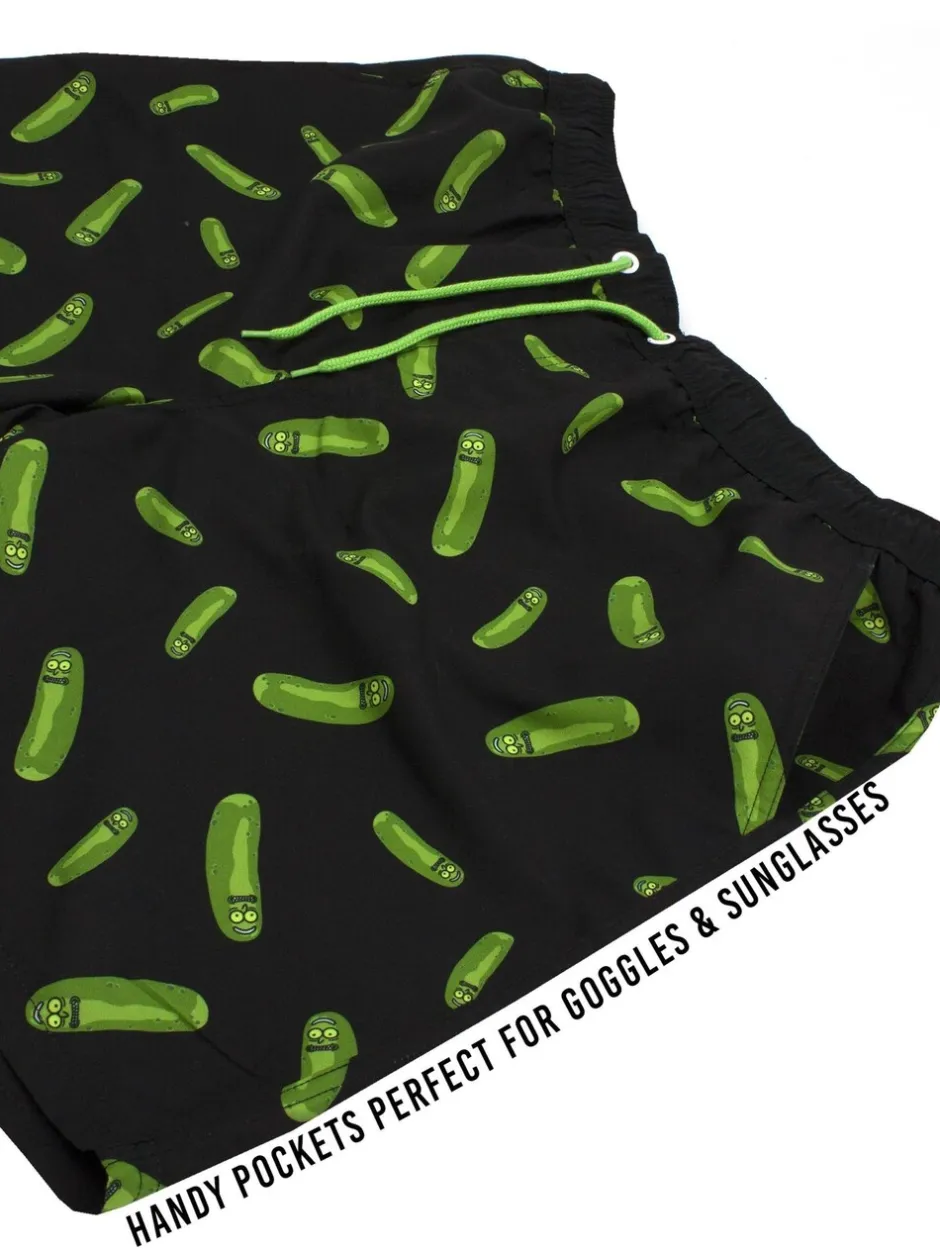 Badkleding|Vanilla Underground Mens Rick And Morty Black Swim Shorts
