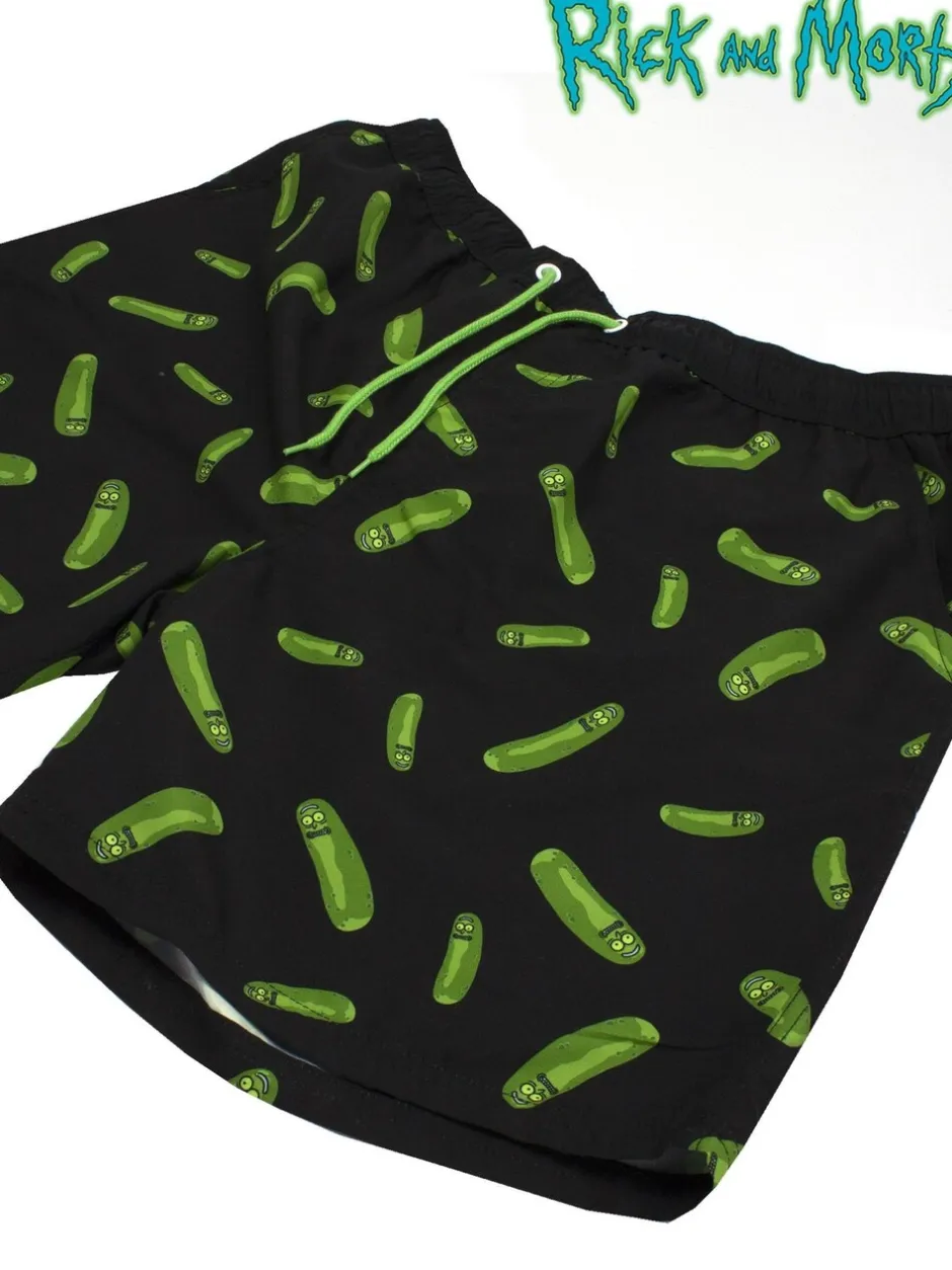 Badkleding|Vanilla Underground Mens Rick And Morty Black Swim Shorts