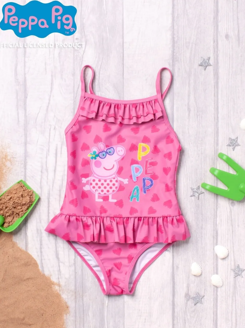 Badkleding|Badkleding|Vanilla Underground Peppa Pig badpak en ponchoset met handdoek voor meisjes.