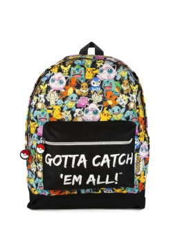 Tassen*Vanilla Underground unisekskinderrugzak met meerkleurige Pokemon-figuurtjes- en Gotta Catch Em All-print