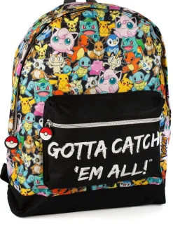 Tassen*Vanilla Underground unisekskinderrugzak met meerkleurige Pokemon-figuurtjes- en Gotta Catch Em All-print