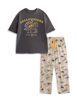 Pyjama's*Vanilla Underground Yellowstone Short Sleeve Long Leg Pyjamas Set