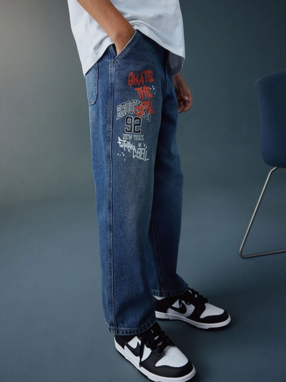 Jeans*Next Varsity all-over Print middenblauwe Denim - Authentieke jeans (3-16jr)
