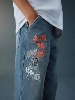 Jeans*Next Varsity all-over Print middenblauwe Denim - Authentieke jeans (3-16jr)