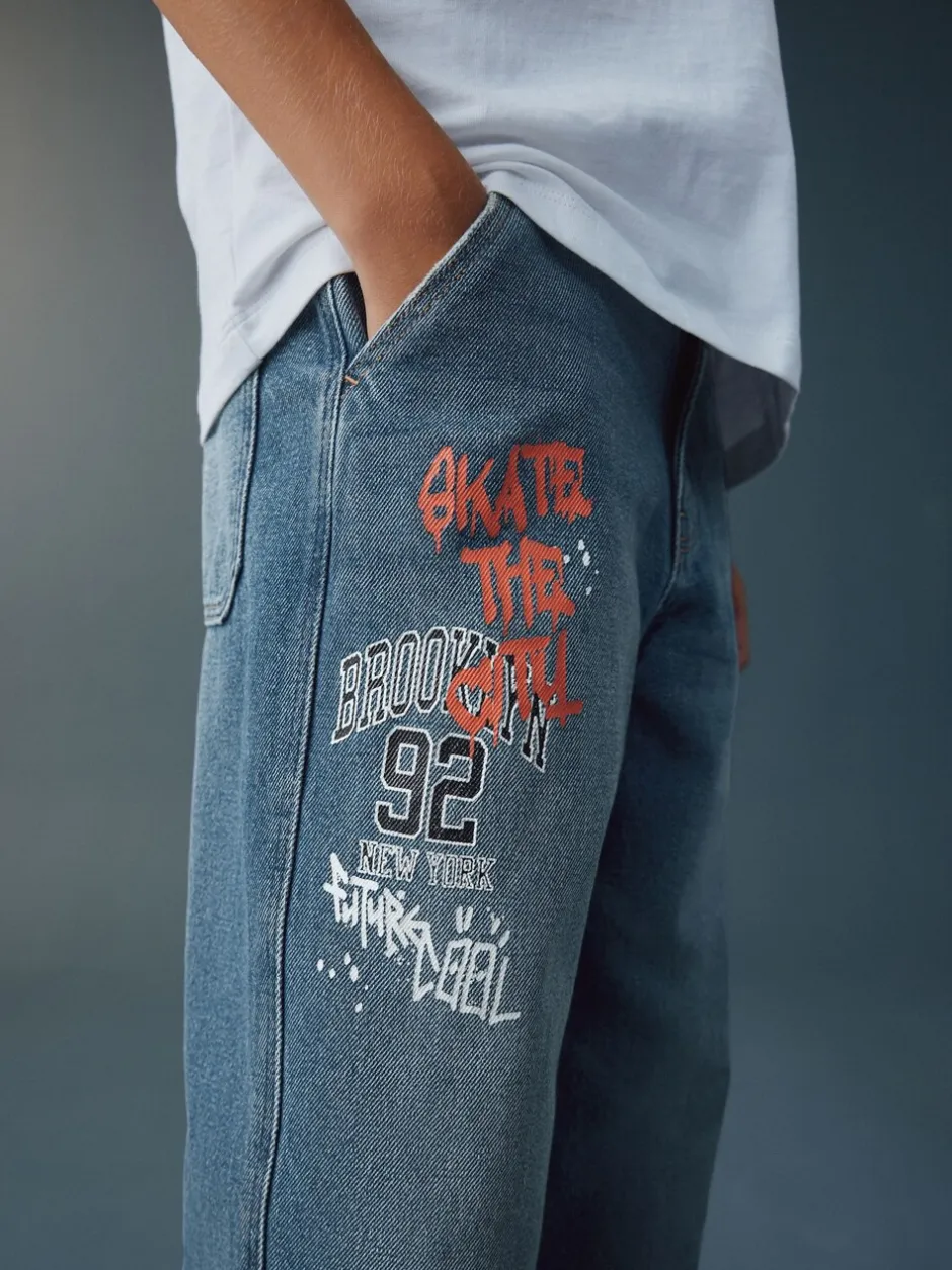 Jeans*Next Varsity all-over Print middenblauwe Denim - Authentieke jeans (3-16jr)