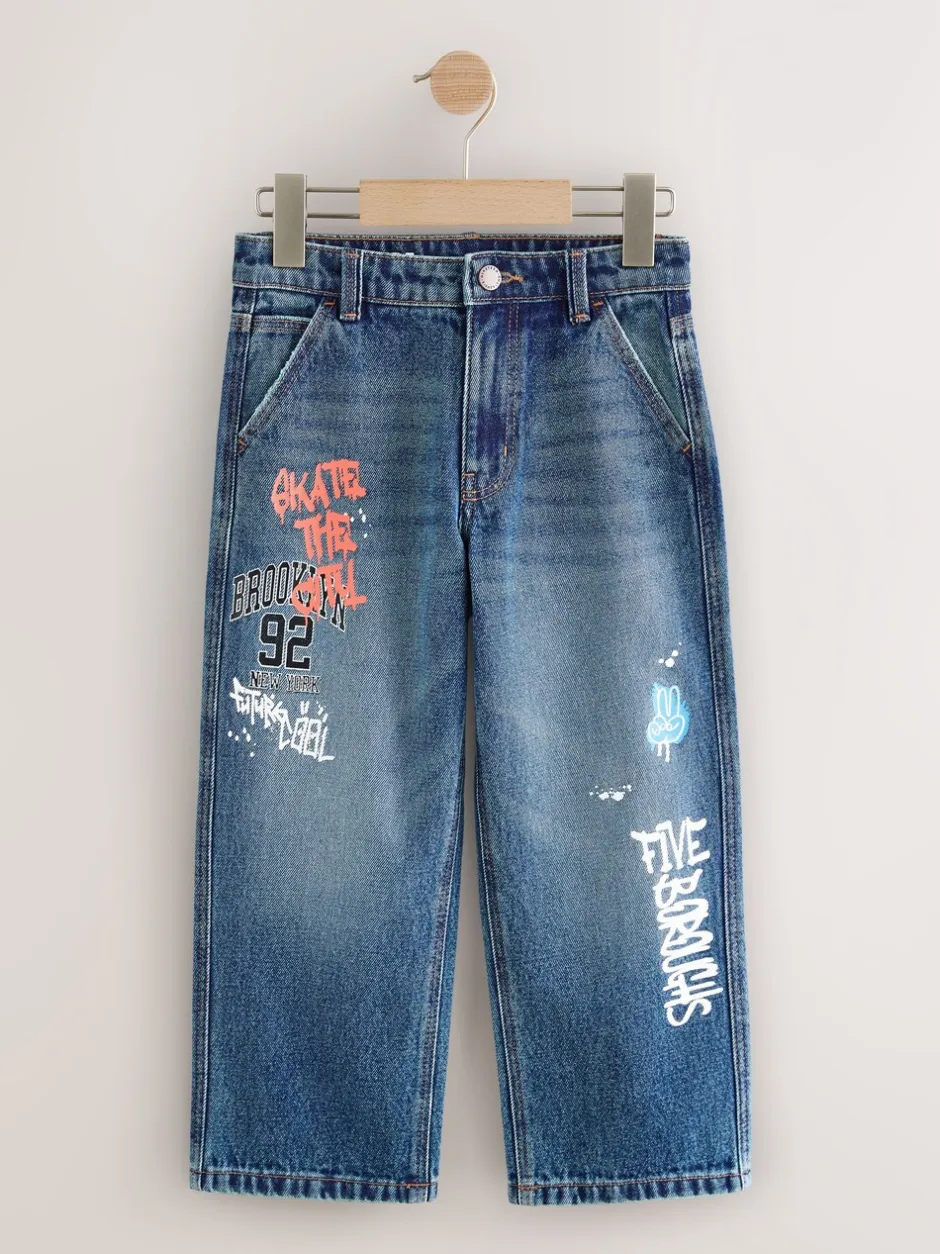 Jeans*Next Varsity all-over Print middenblauwe Denim - Authentieke jeans (3-16jr)