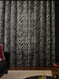 Gordijnen|Gordijnen*Next Velvet Zebra Print Eyelet Curtains