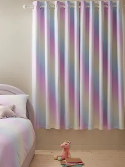 Gordijnen|Gordijnen*Next Verduisterende ombre ringgordijnen met regenboogprint