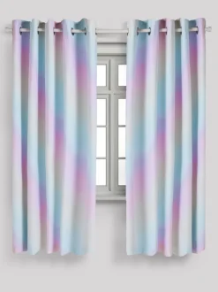 Gordijnen|Gordijnen*Next Verduisterende ombre ringgordijnen met regenboogprint