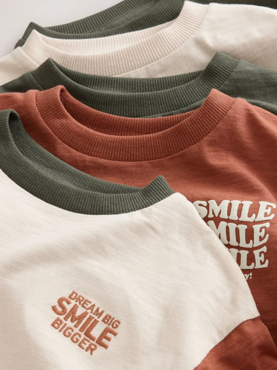 Tops|T-Shirts*Next Verschillende mineraaltinten - Set van 5 T-shirts met lange mouwen (3 mnd-7 jr)