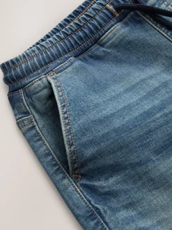 Jeans|Next - Cargo jeans met elastische taille (3-16 jr) Vintage blauw