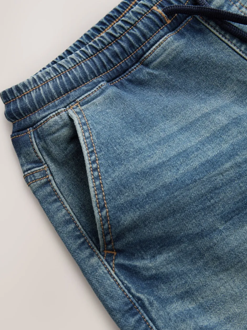 Jeans|Next - Cargo jeans met elastische taille (3-16 jr) Vintage blauw