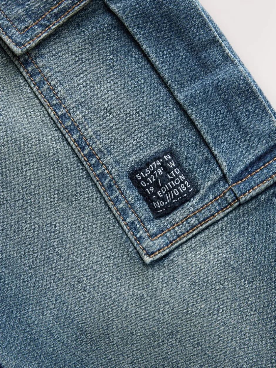Jeans|Next - Cargo jeans met elastische taille (3-16 jr) Vintage blauw