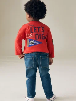 Jeans En Joggingbroeken|Jeans*Next - Superzachte jeans met stretch en elastische taille (3 mnd-7 jr) Vintage wassing