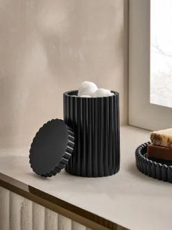 Badkameraccessoires*Next Voorraadpot Zwart geribbeld