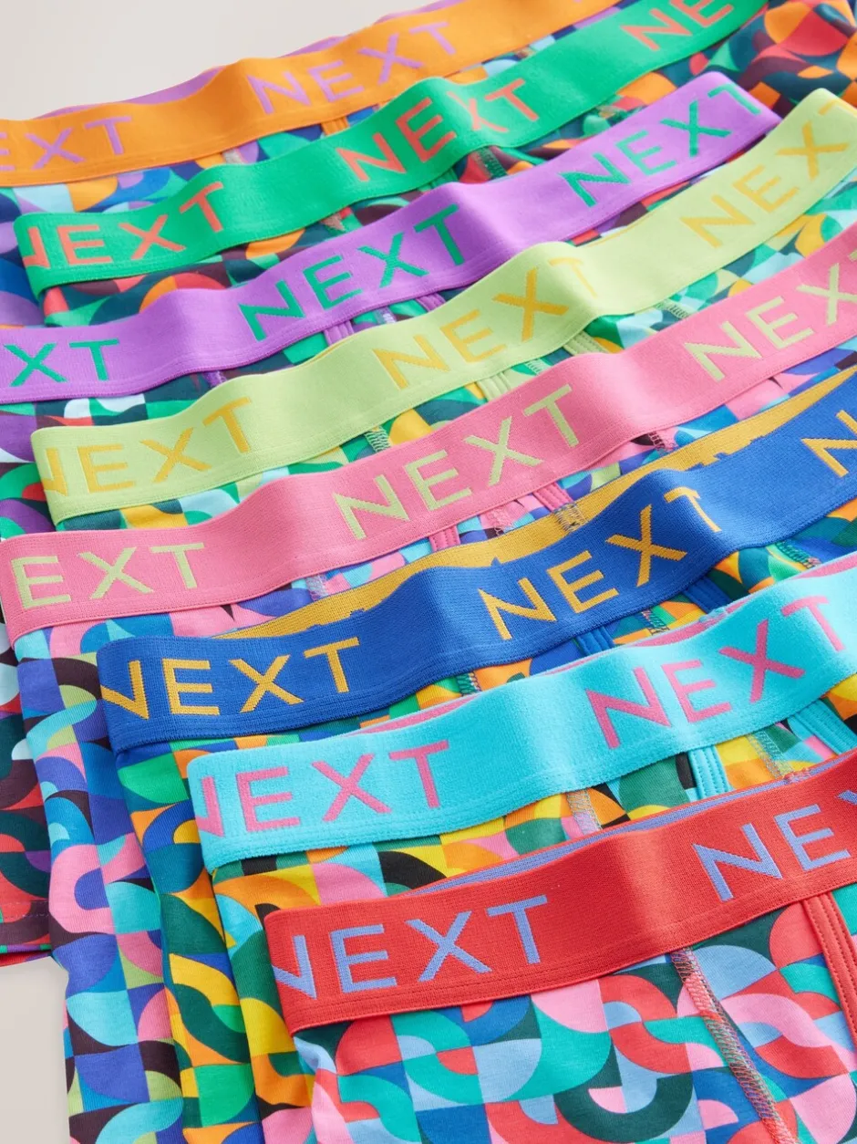 Ondergoed|Ondergoed|Next - 8 Boxershorts zonder plooi Vrolijk gekleurd geometrisch motief