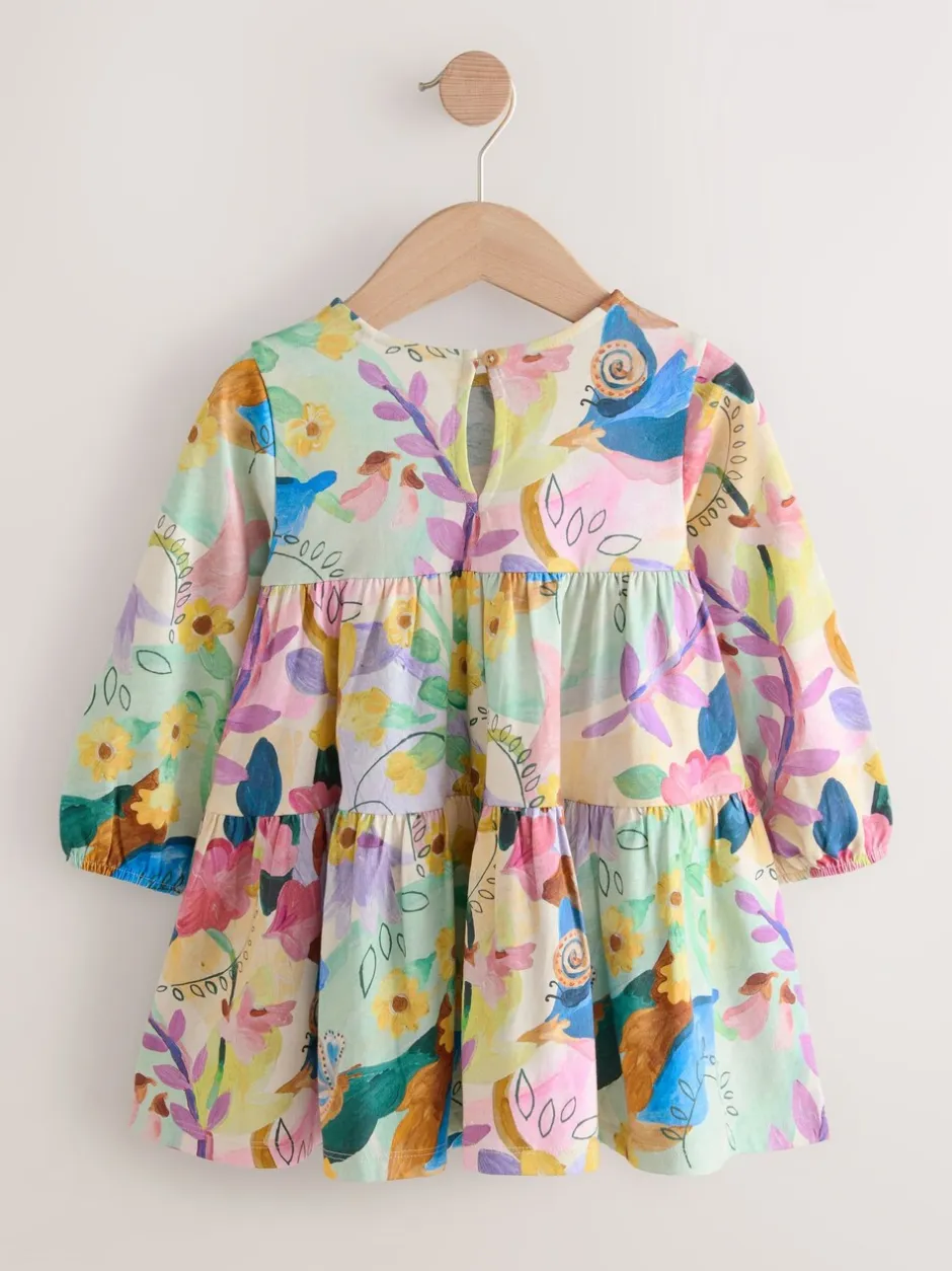 Jurken*Next - Jurk met lange mouwen en stroken (3mnd -7jr) Vrolijke bloemenprint