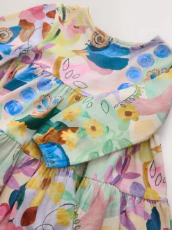 Jurken*Next - Jurk met lange mouwen en stroken (3mnd -7jr) Vrolijke bloemenprint