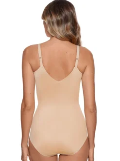 Shapewear|Miraclesuit - - Shapewear vormgevende body zonder beugel met extra sterke ondersteuning Warm beige