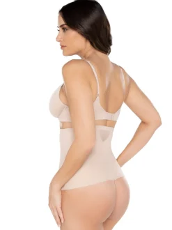 Shapewear*Miraclesuit - doorschijnende string met hoge taille en stevige buikcorrectie Warm beige