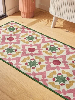 Vloerkleden En Lopers|Vloerkleden En Lopers|Next Wasbare loper met geometrische tegelprint Roze