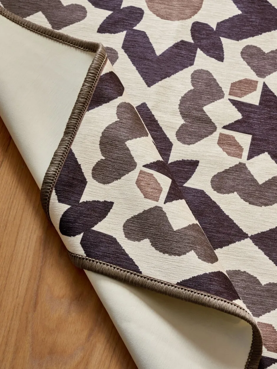 Vloerkleden En Lopers|Vloerkleden En Lopers*Next Wasbare loper met geometrische tegelprint Chocoladebruin