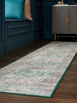 Vloerkleden En Lopers|Vloerkleden En Lopers|Next Washable Emporium Oriental Runner Blauwgroen