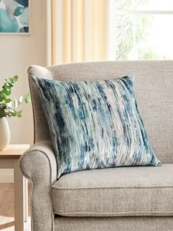 Kussentjes En Plaids|Kussentjes En Plaids|Next Wazig velours gestreept kussen Blauw