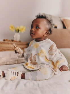 Truien En Breisels|Sets En Combisets|Next White Bunny Character Print - Easter Sweat and Leggings Baby Set (0mths-2yrs)
