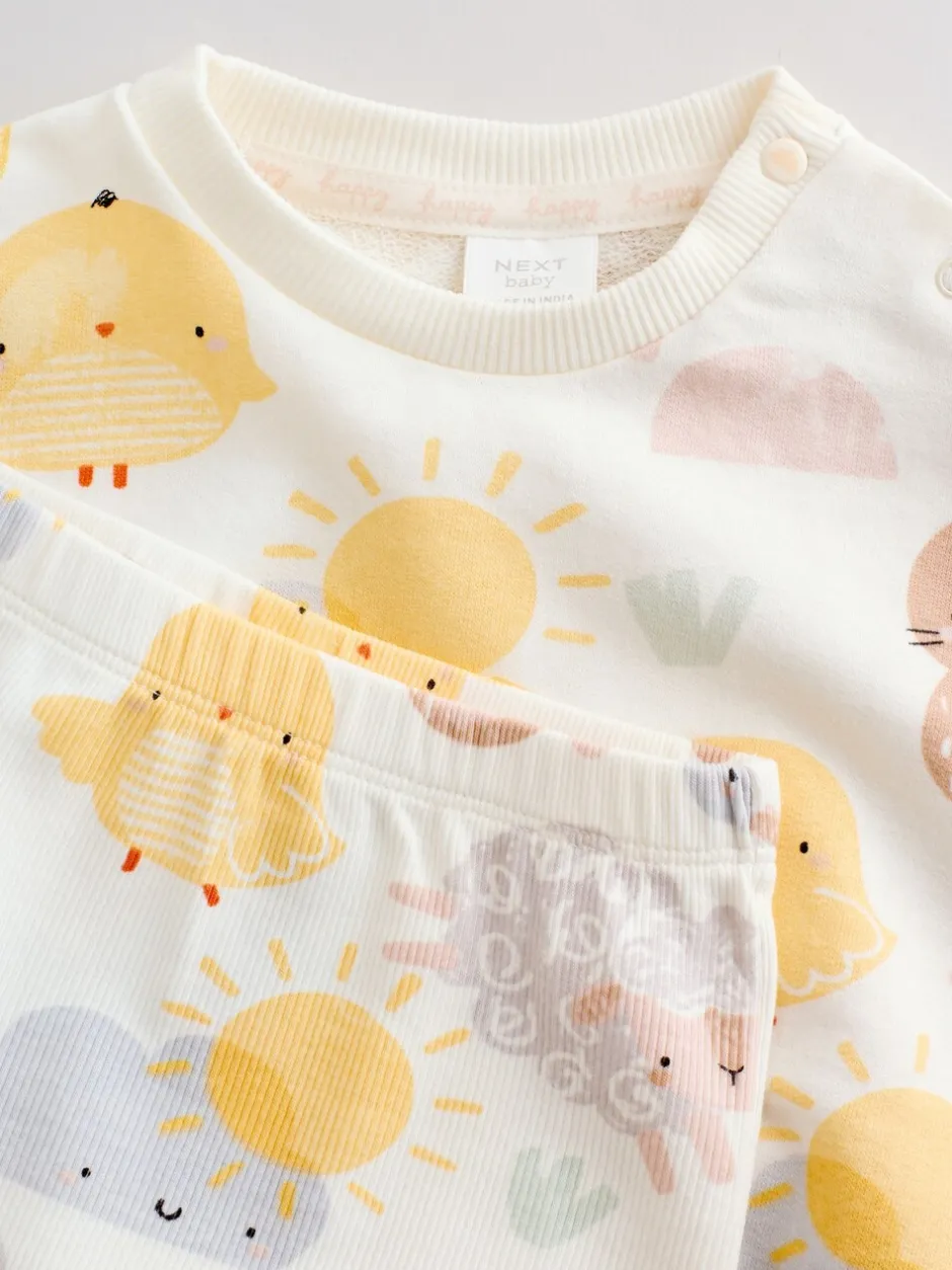 Truien En Breisels|Sets En Combisets|Next White Bunny Character Print - Easter Sweat and Leggings Baby Set (0mths-2yrs)