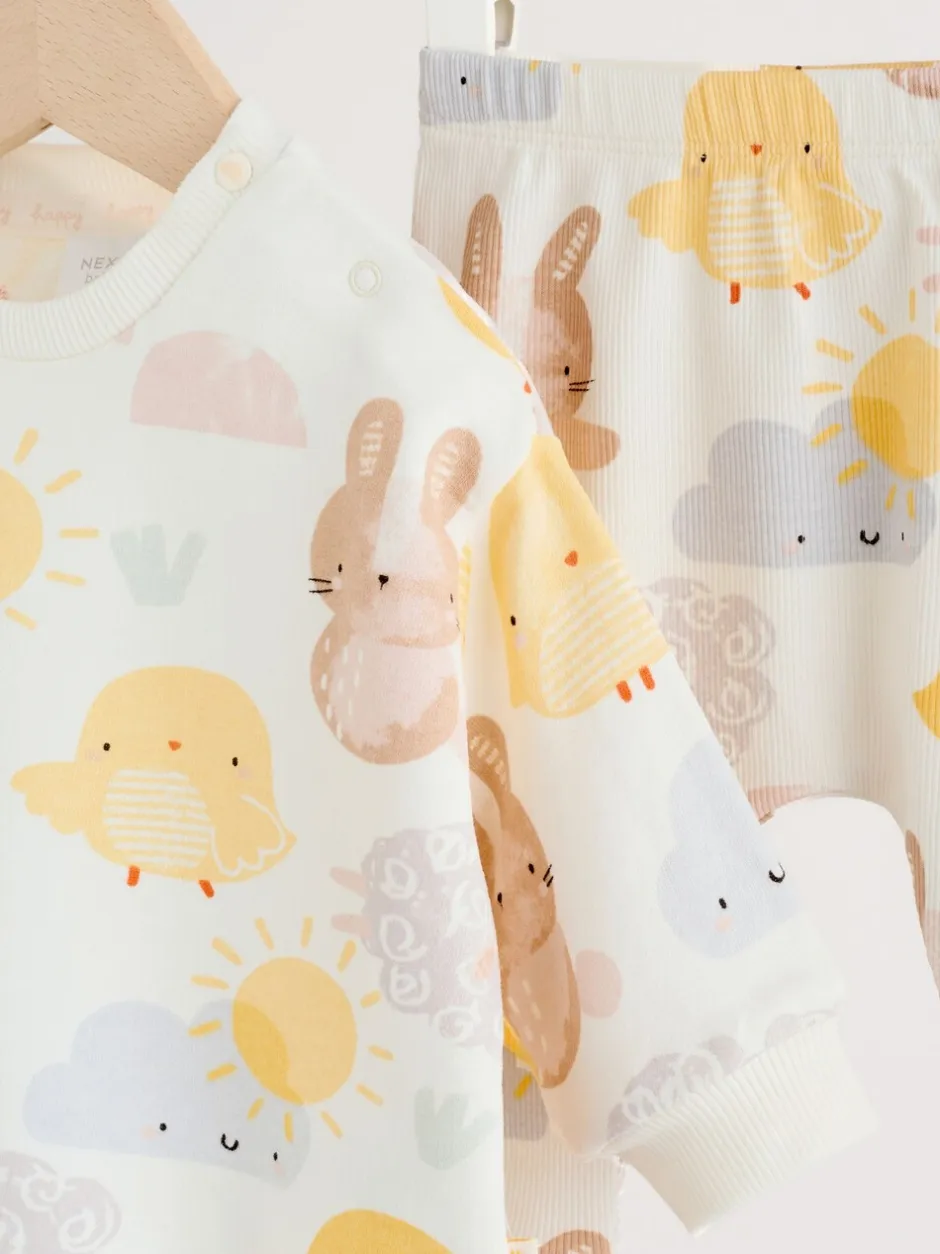 Truien En Breisels|Sets En Combisets|Next White Bunny Character Print - Easter Sweat and Leggings Baby Set (0mths-2yrs)