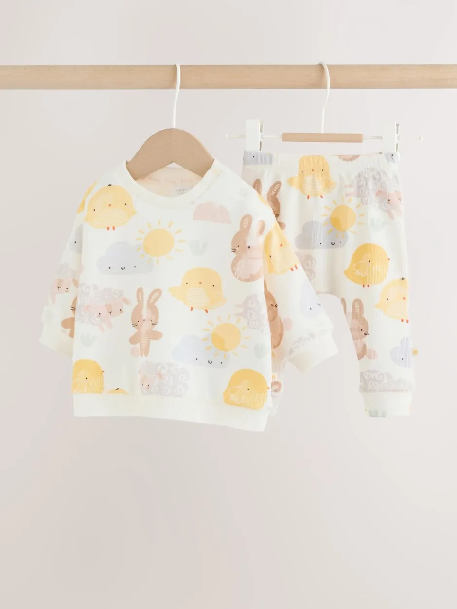 Truien En Breisels|Sets En Combisets|Next White Bunny Character Print - Easter Sweat and Leggings Baby Set (0mths-2yrs)