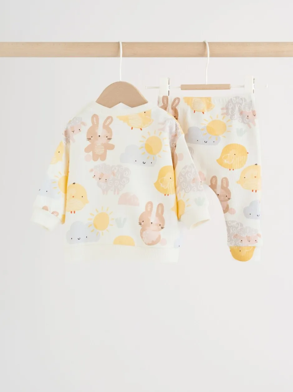 Truien En Breisels|Sets En Combisets|Next White Bunny Character Print - Easter Sweat and Leggings Baby Set (0mths-2yrs)