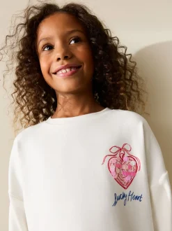 T-Shirts|Next White Charm - Top met lange mouwen en pailletten (3-16jr)