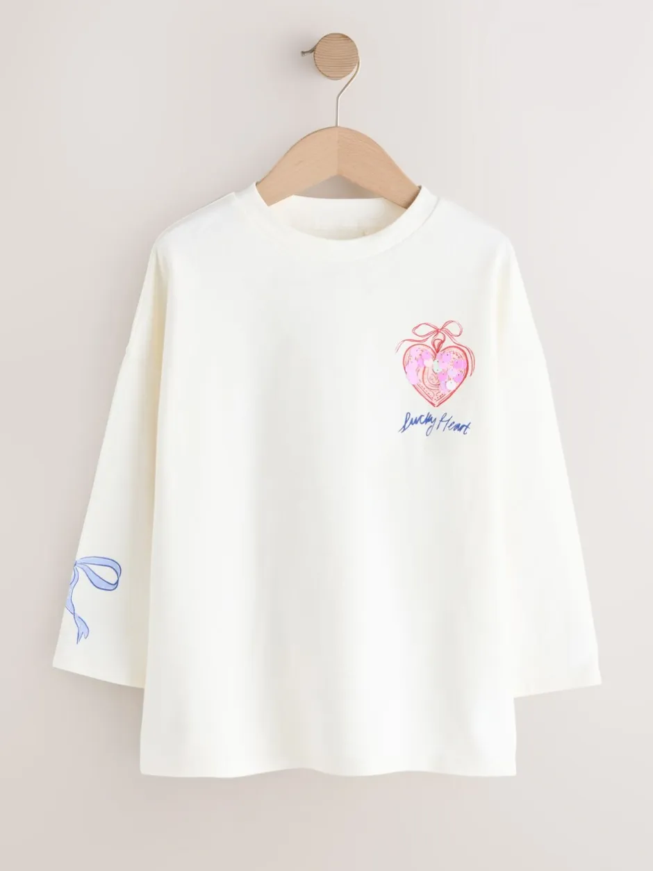 T-Shirts|Next White Charm - Top met lange mouwen en pailletten (3-16jr)
