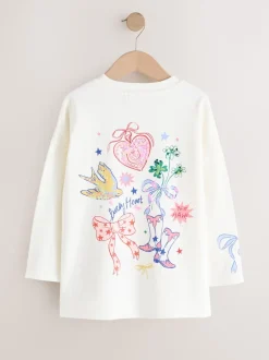 T-Shirts|Next White Charm - Top met lange mouwen en pailletten (3-16jr)