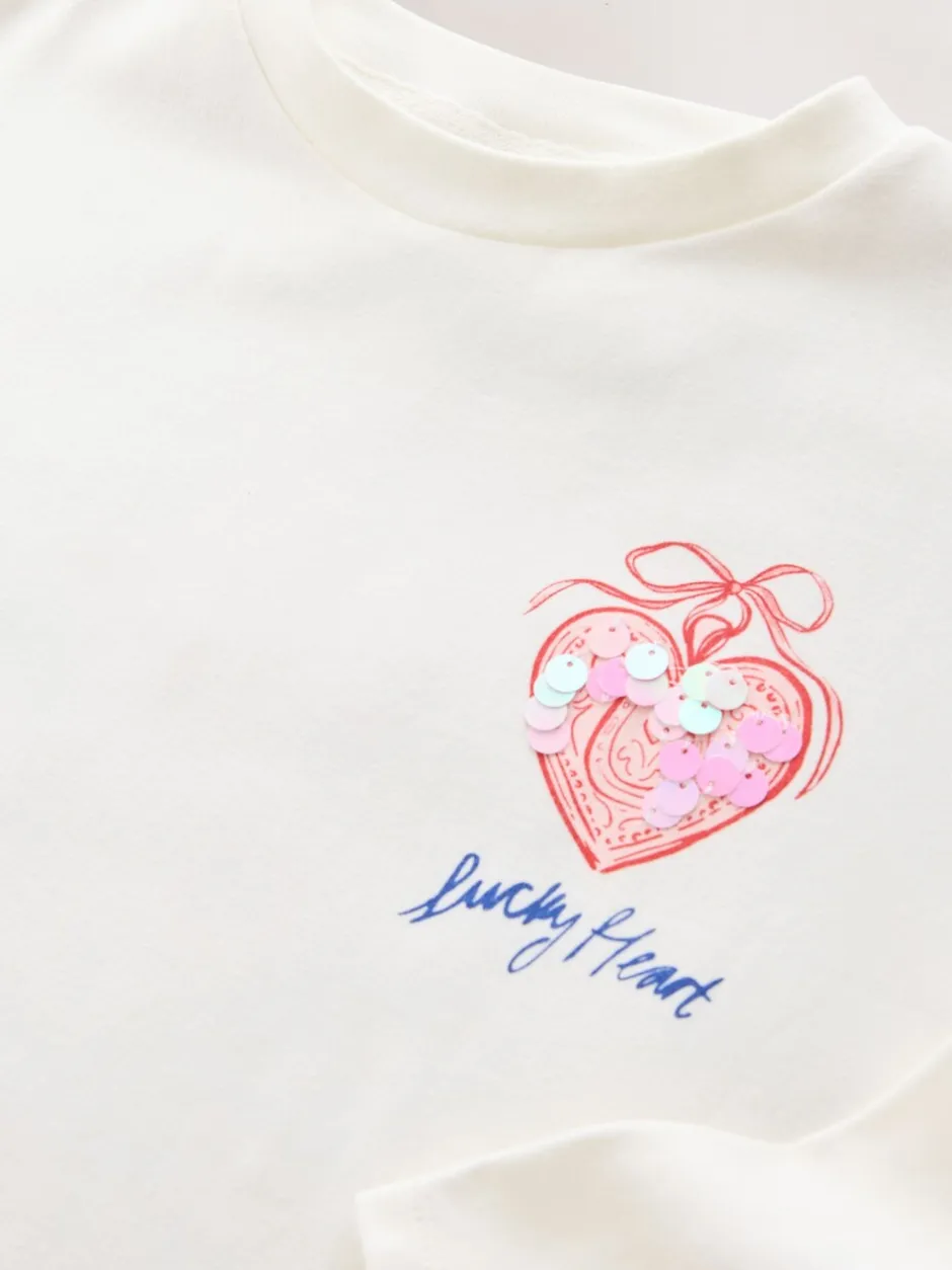 T-Shirts|Next White Charm - Top met lange mouwen en pailletten (3-16jr)
