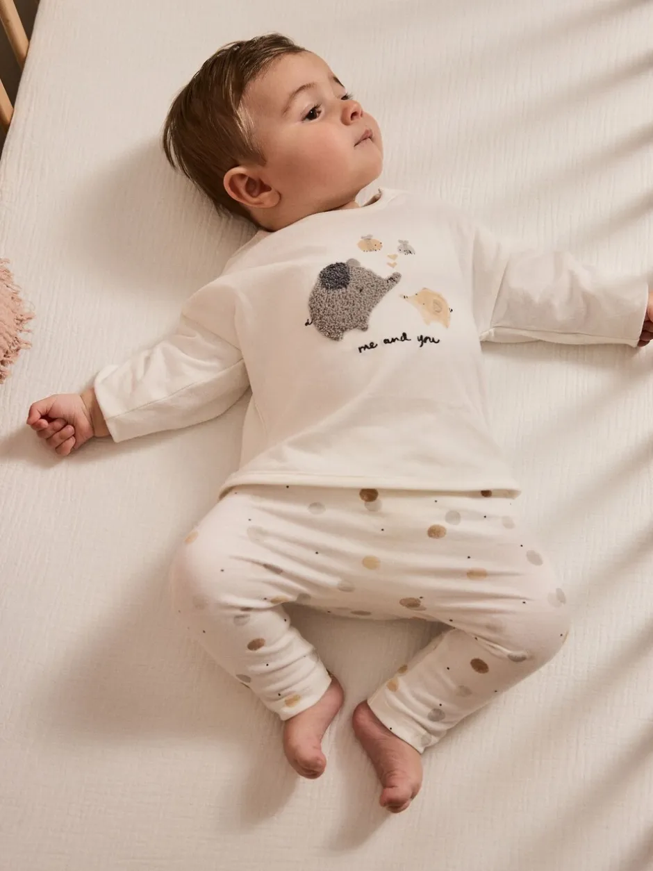 Sets En Outfits|Tops*Next White Delicate Safari - Babyset van top en legging (0mnd -2jr)