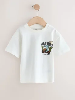 T-Shirts|Tops*Next White Dinosaur Oversized - T-shirt met korte mouwen en print op de rug (3mnd -7jr)