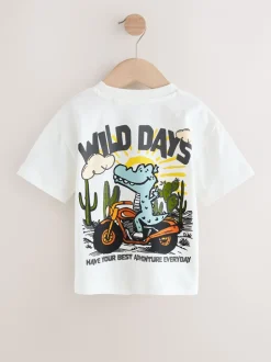 T-Shirts|Tops*Next White Dinosaur Oversized - T-shirt met korte mouwen en print op de rug (3mnd -7jr)