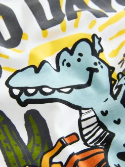 T-Shirts|Tops*Next White Dinosaur Oversized - T-shirt met korte mouwen en print op de rug (3mnd -7jr)
